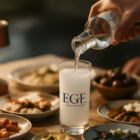 Rakı poured over ice beside small plates at dusk